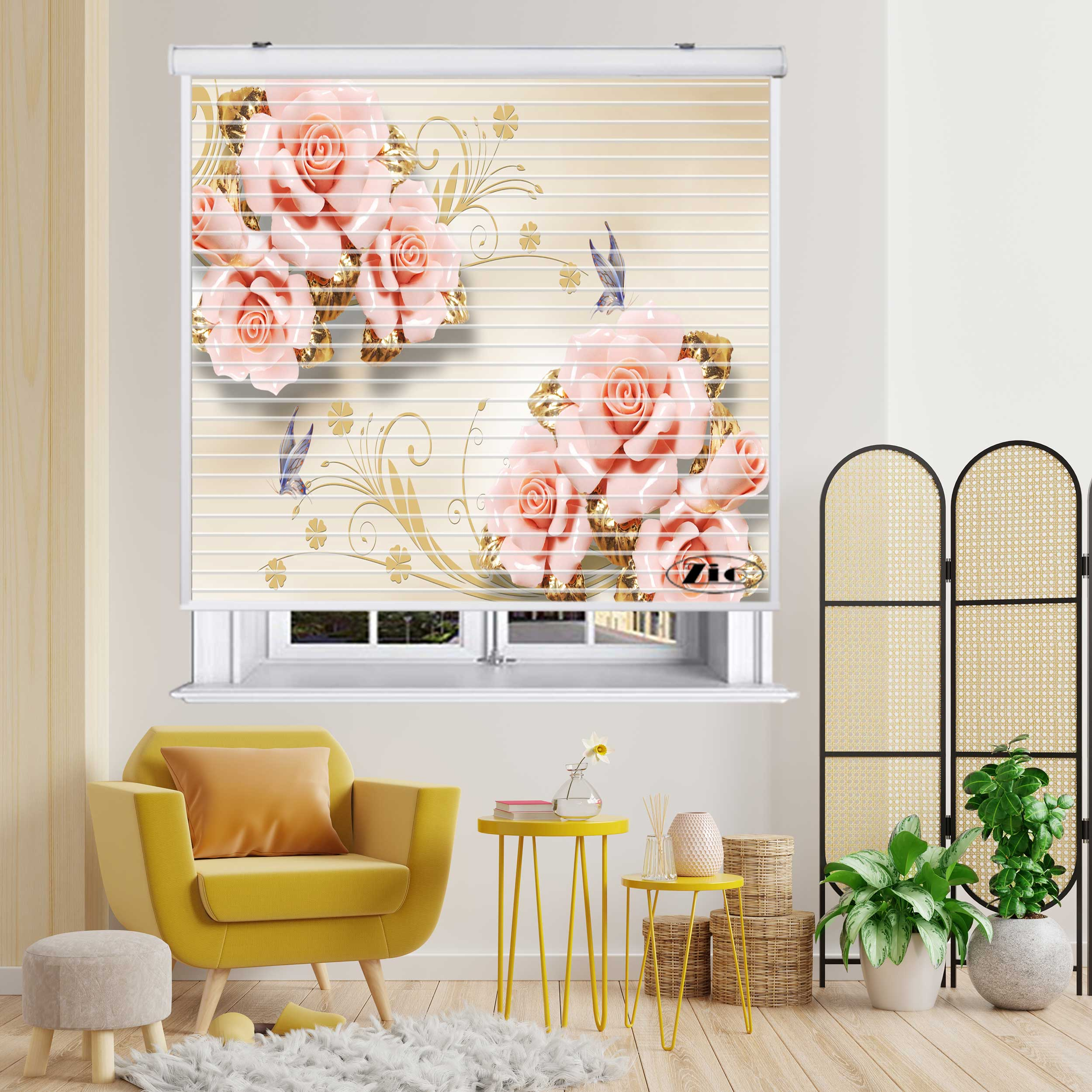 پرده زبرا زیو مدل سیلوئت 3D1394 سایز 150x150 سانتی متر