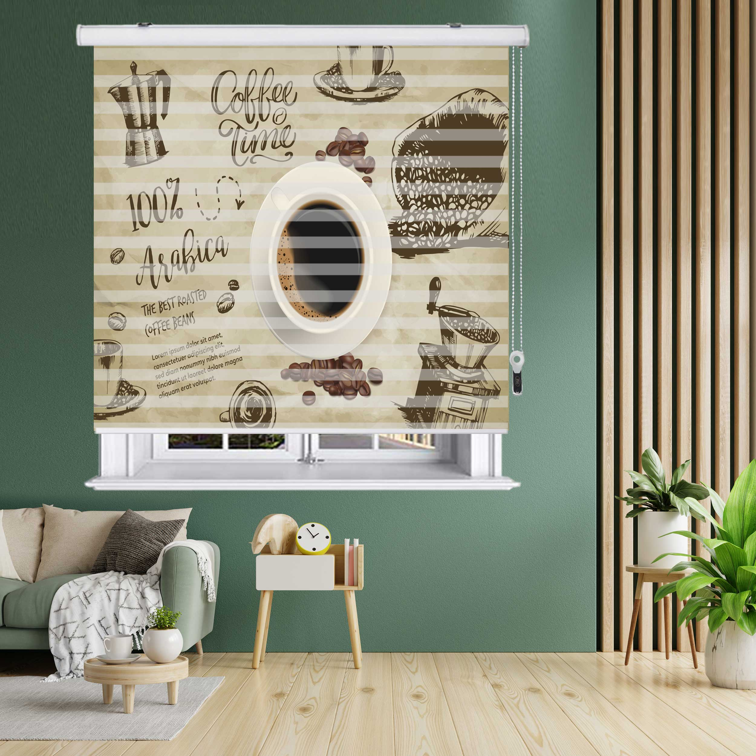 پرده زبرا زیو طرح قهوه سایز 150x150 سانتی متر
