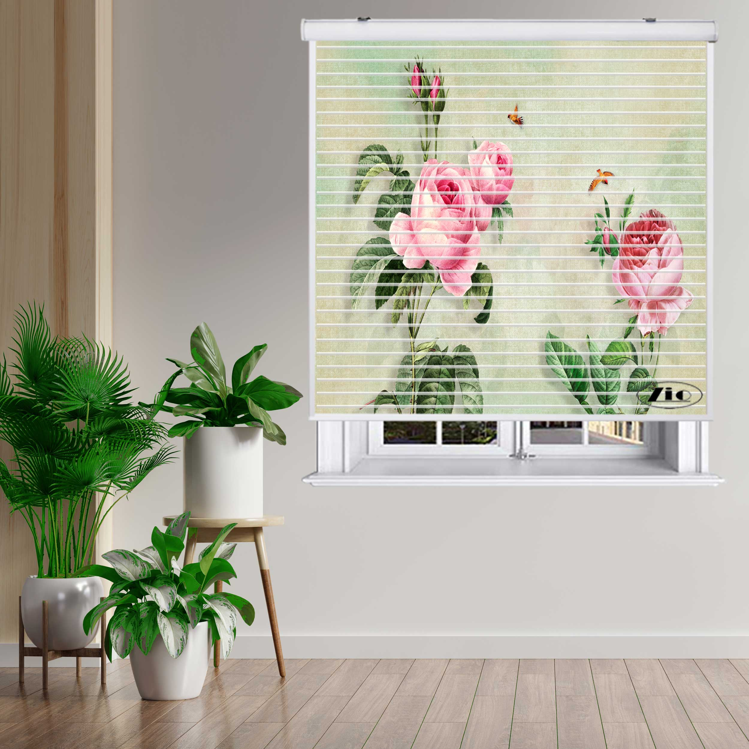 پرده زبرا زیو مدل سیلوئت 3D1528 سایز 150x150 سانتی متر