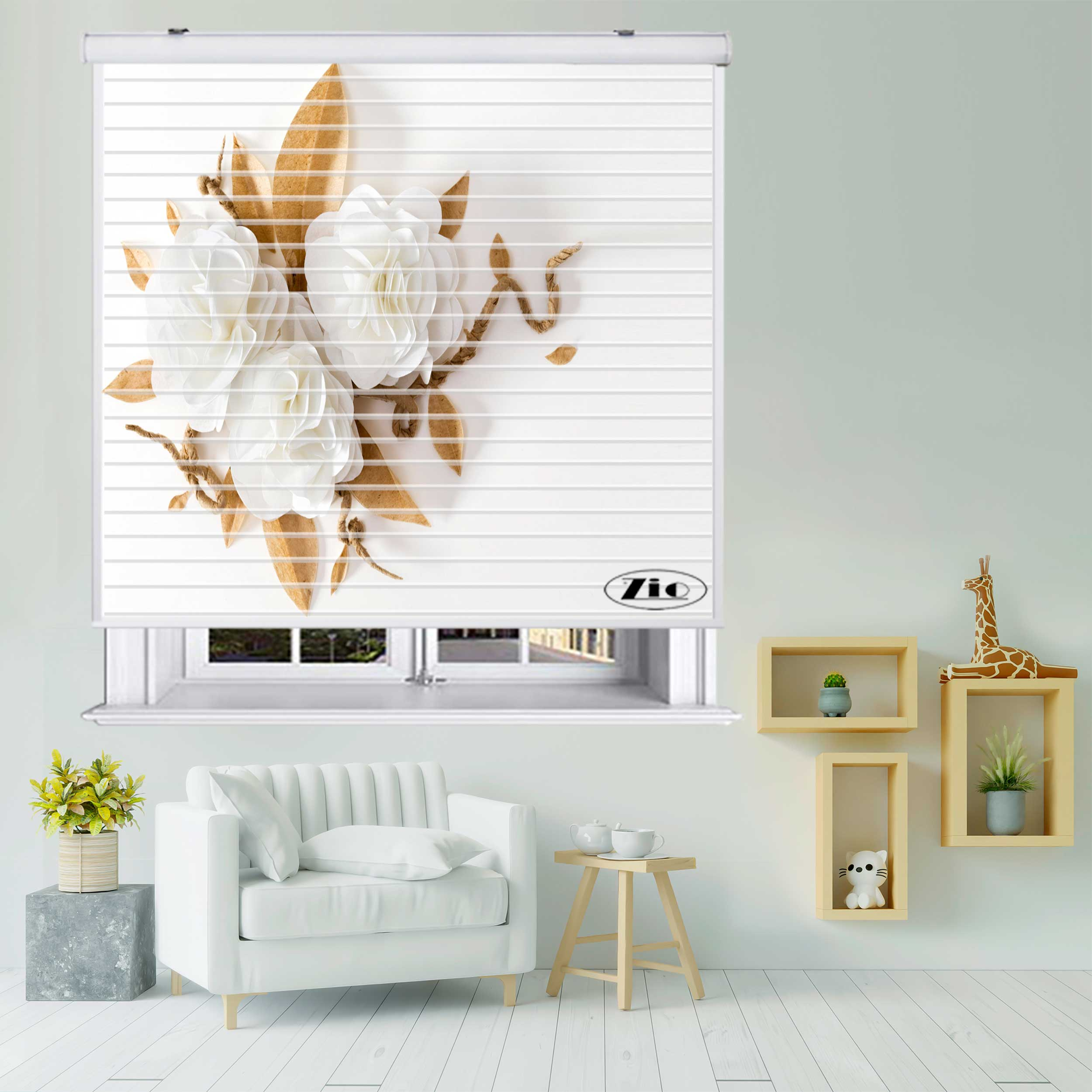 پرده زبرا زیو مدل سیلوئت 3D1266 سایز 150x150 سانتی متر