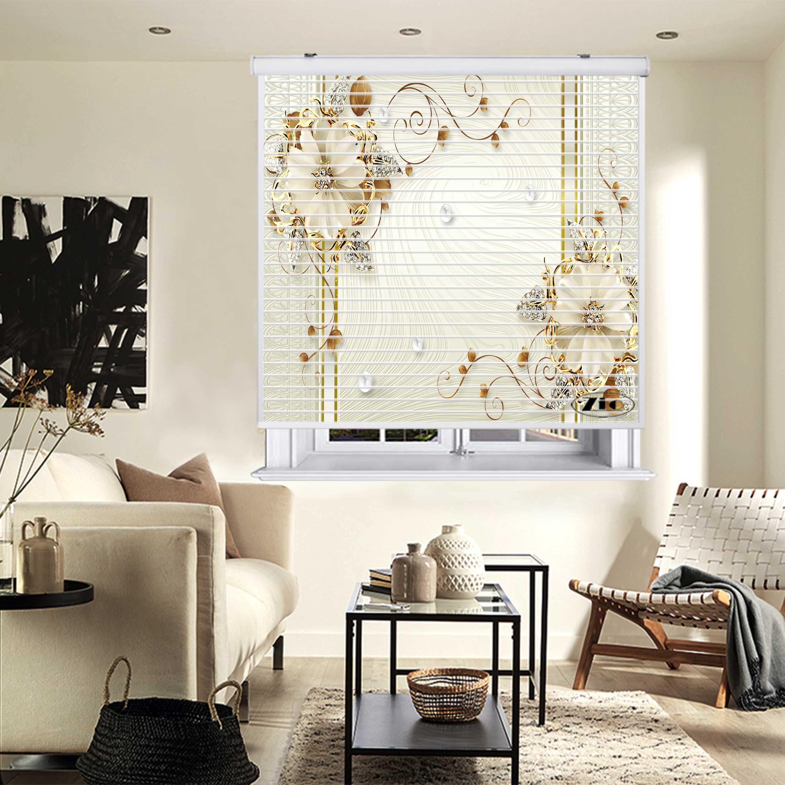 پرده زبرا زیو مدل سیلوئت 3D1464 سایز 150x150 سانتی متر
