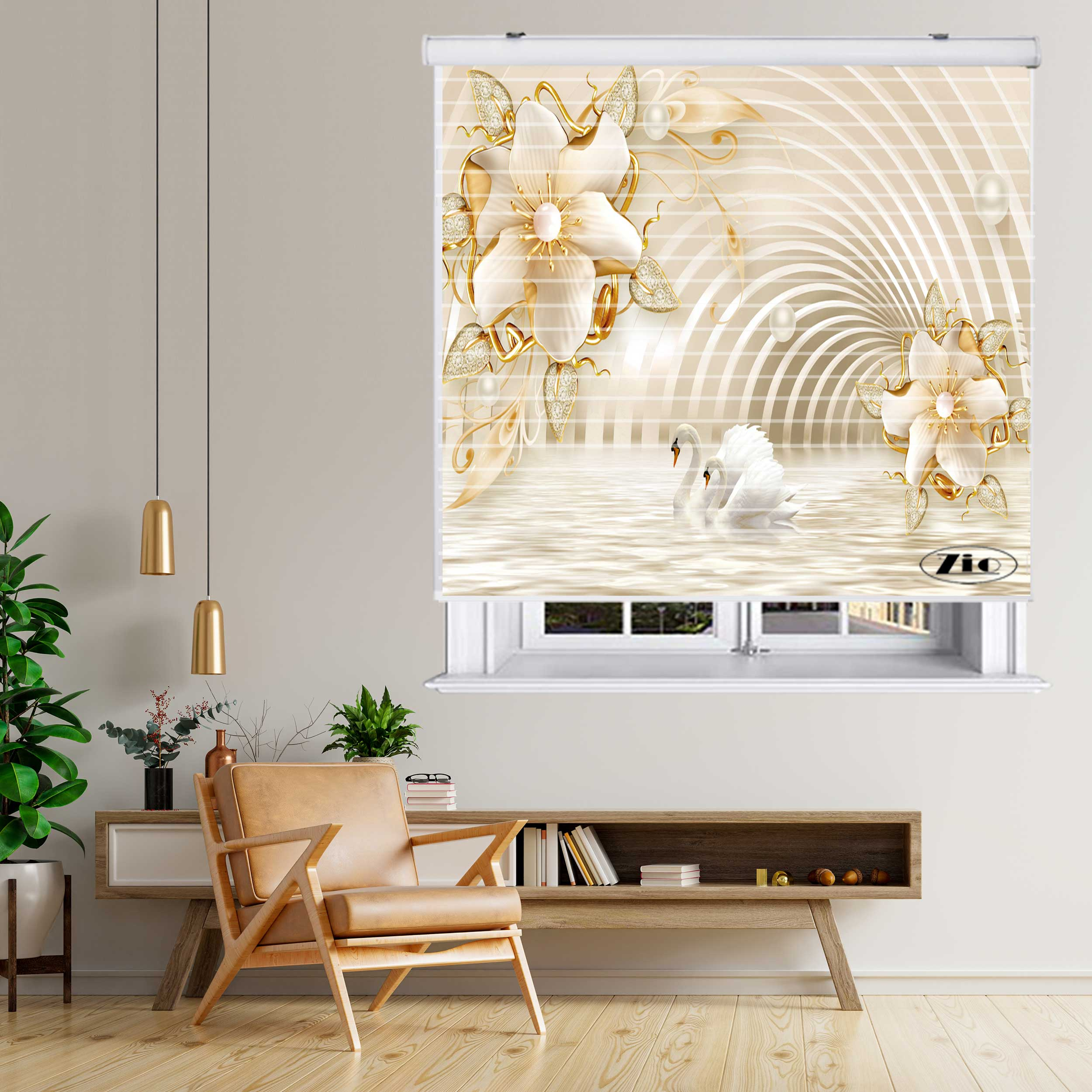 پرده زبرا زیو مدل سیلوئت 3D1238 سایز 150x150 سانتی متر