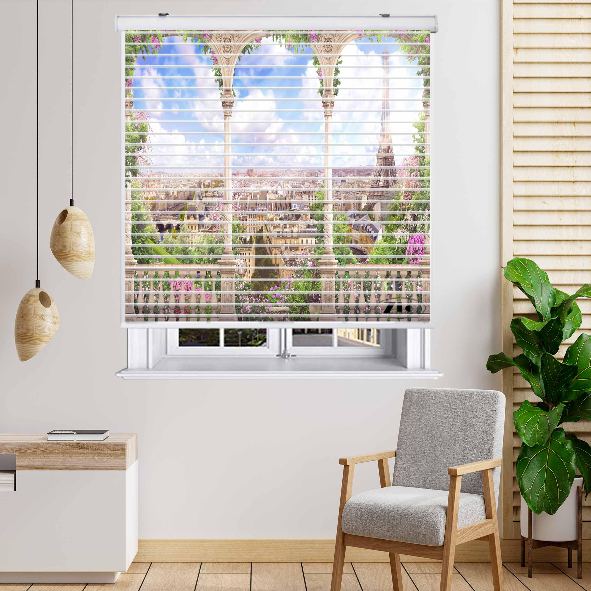 پرده زبرا زیو مدل سیلوئتL-5043 سایز 150x150 سانتی متر