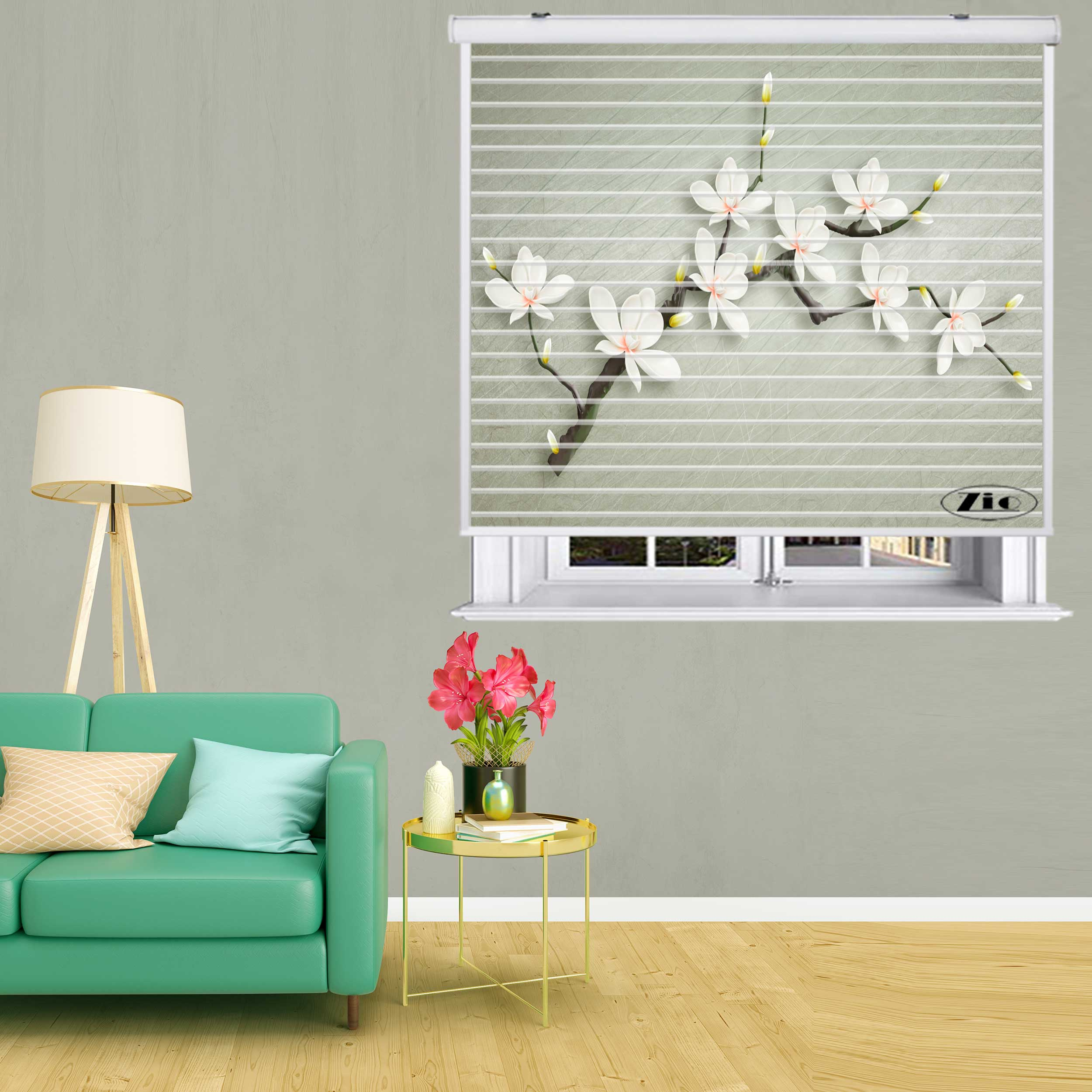 پرده زبرا زیو مدل سیلوئت 3D1291 سایز 150x150 سانتی متر