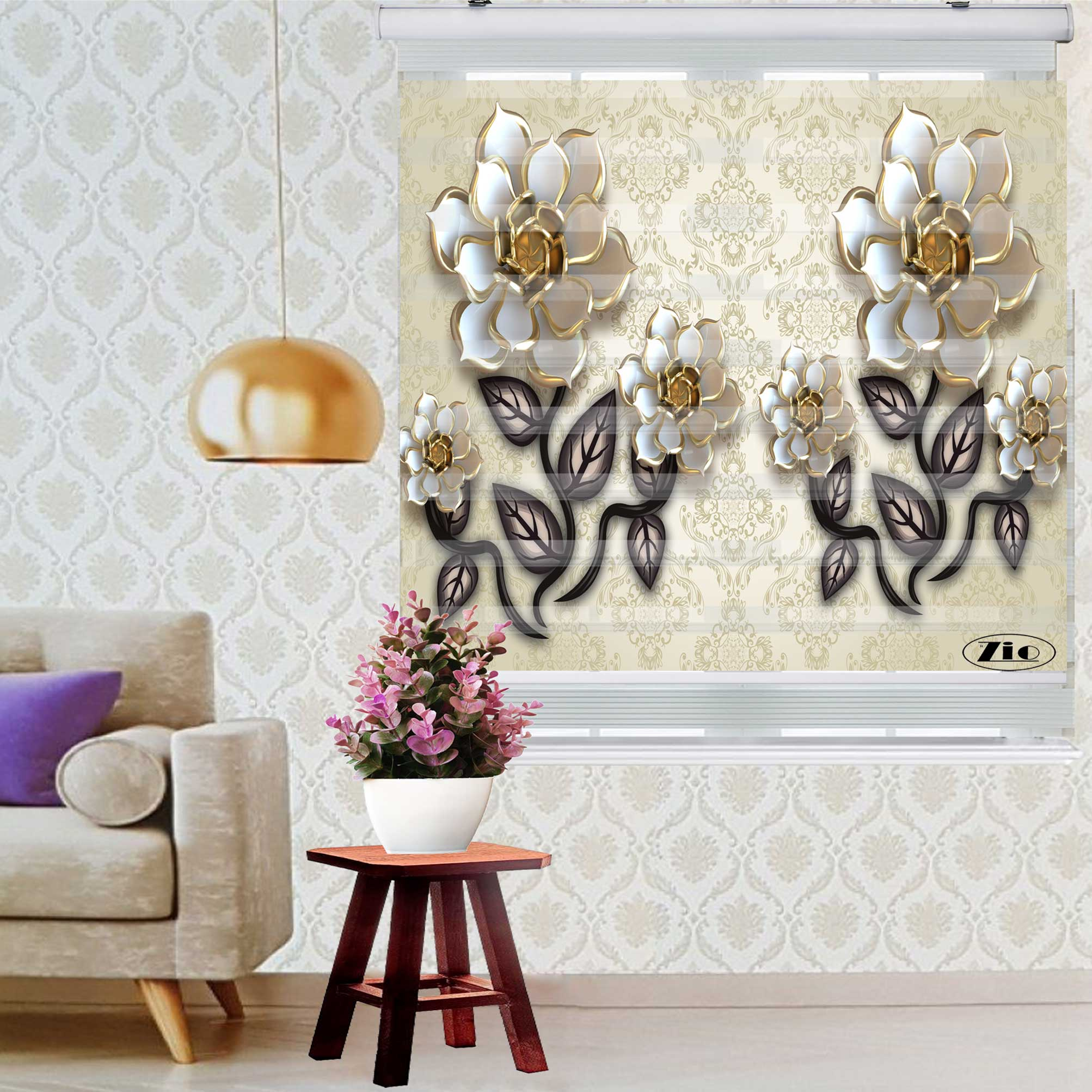 پرده زبرا زیو کد 3D1092 سایز 150x200 سانتی متر