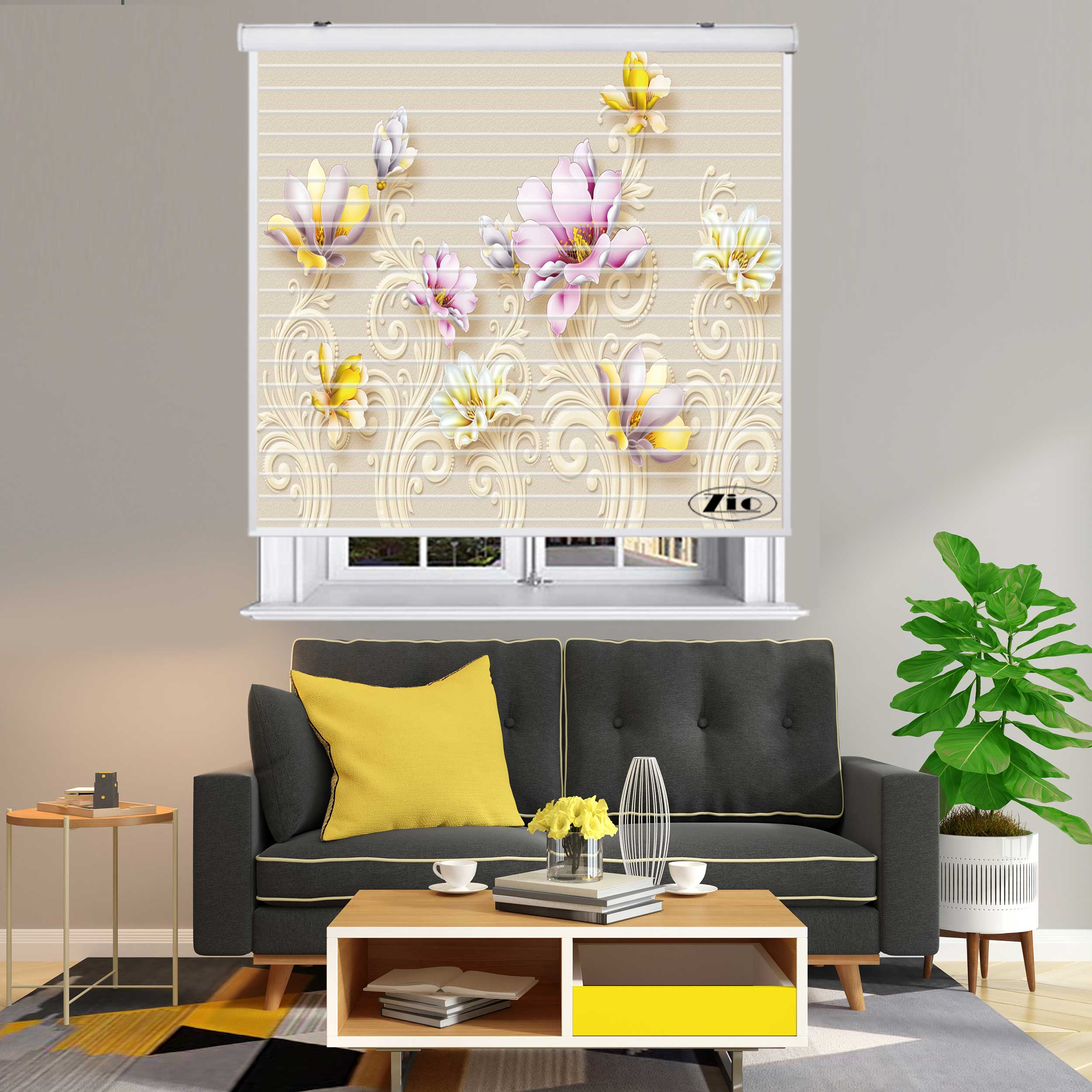 پرده زبرا زیو مدل سیلوئت 3D1310 سایز 150x150 سانتی متر