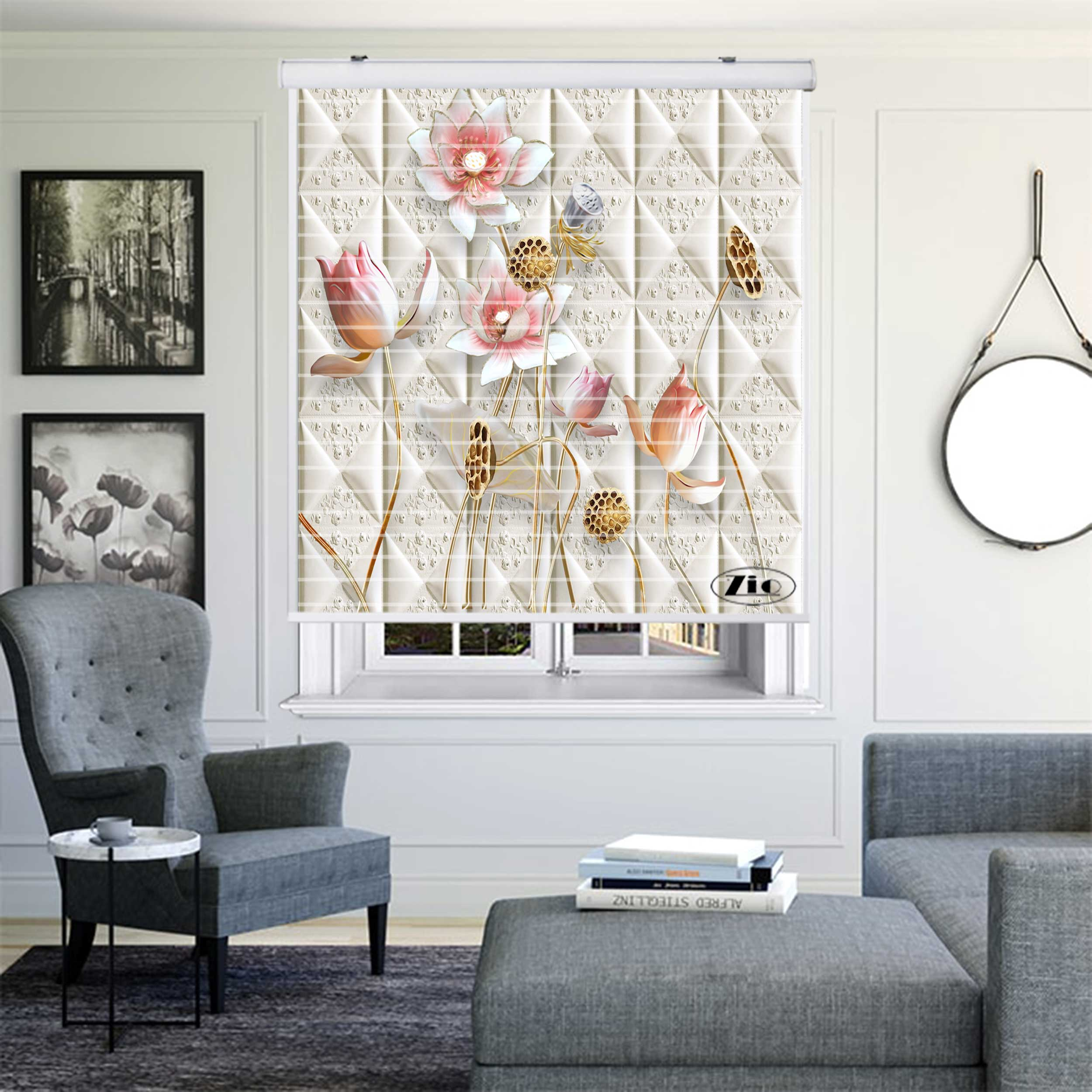 پرده زبرا زیو مدل سیلوئت 3D1214 سایز 150x150 سانتی متر