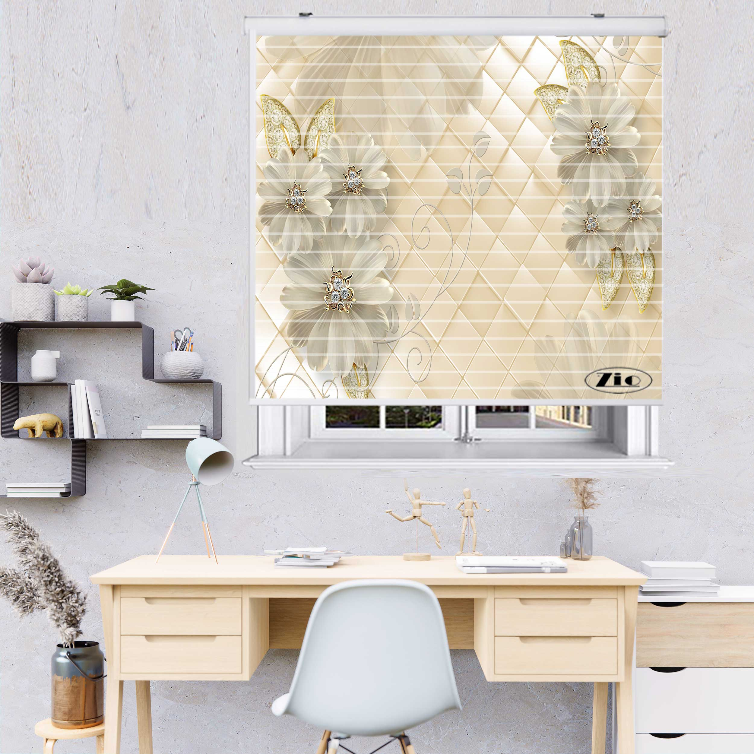 پرده زبرا زیو مدل سیلوئت کد 3D1209 سایز 150x150 سانتی متر