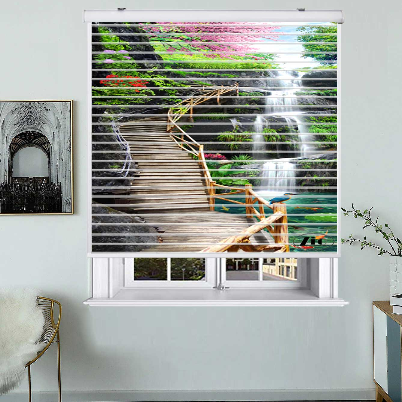 پرده زبرا زیو مدل سیلوئت کد L-5076 سایز 150x150 سانتی متر
