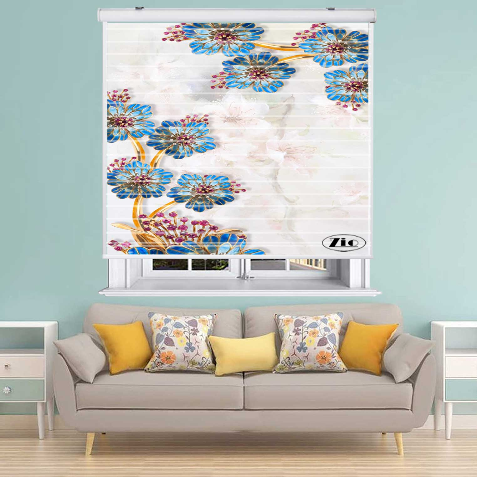 پرده زبرا زیو مدل سیلوئت کد 3D1162 سایز 150x150 سانتی متر