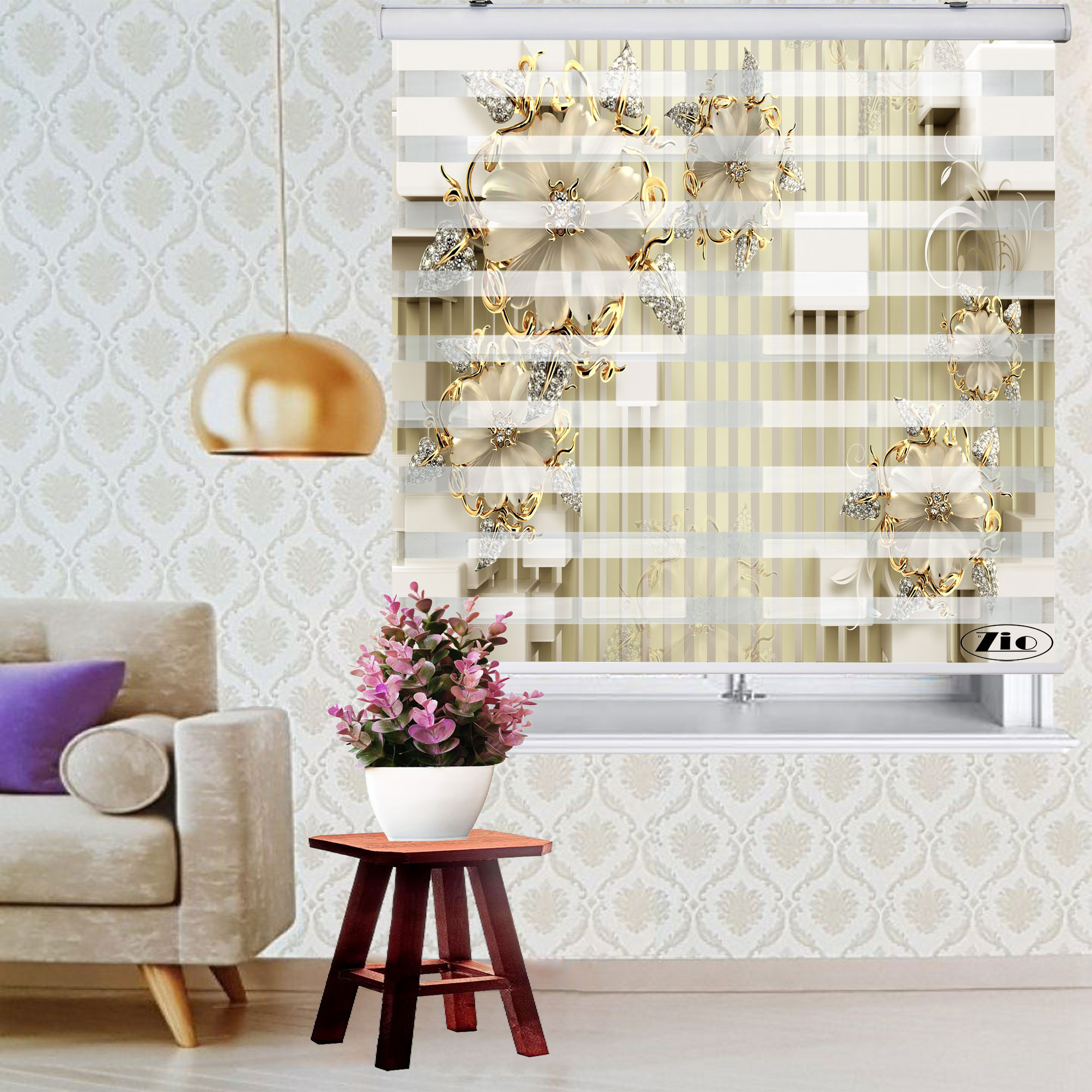 پرده زبرا زیو مدل 3d1032 سایز 150x150 سانتی متر