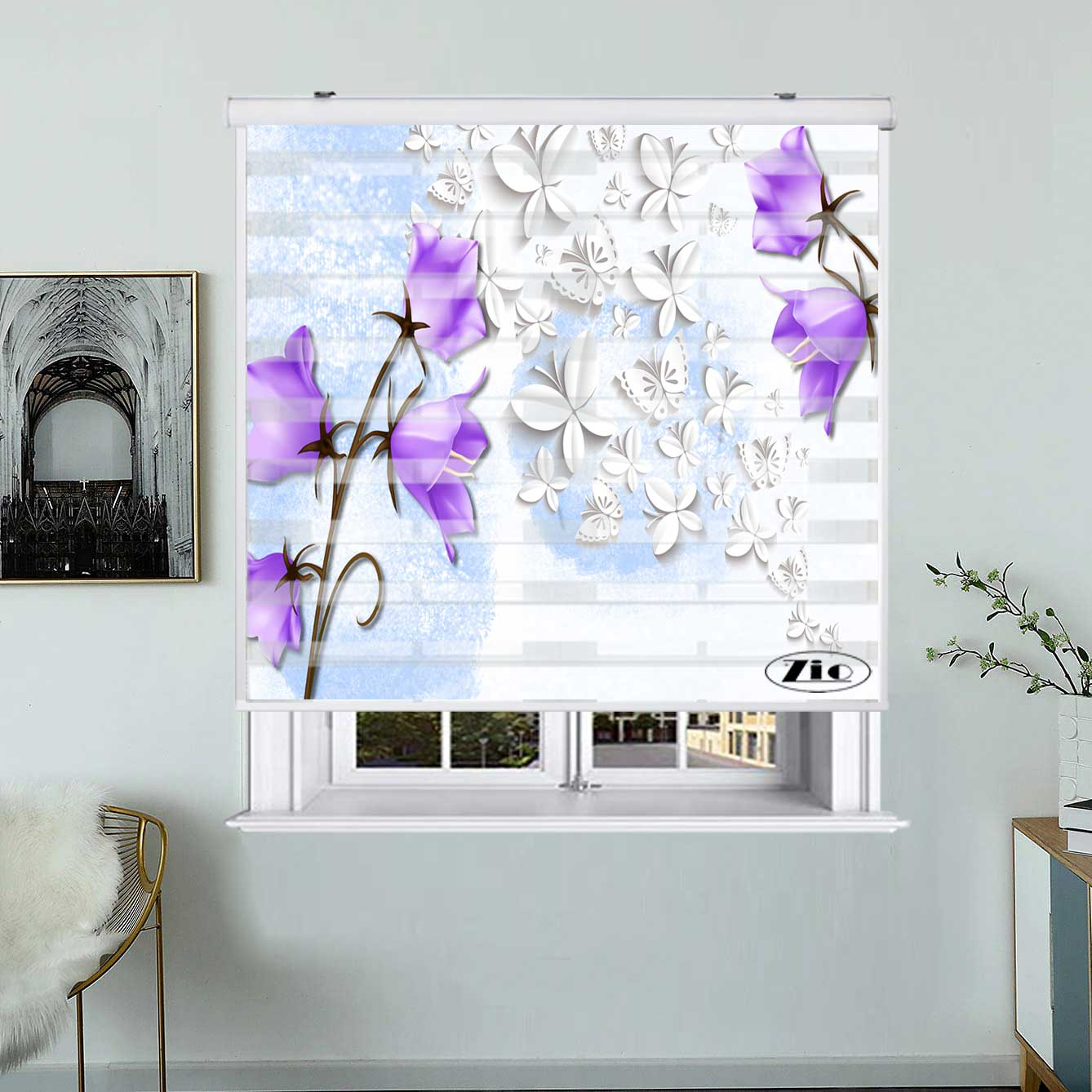 پرده زبرا زیو کد 3D1425 سایز 150x150 سانتی متر