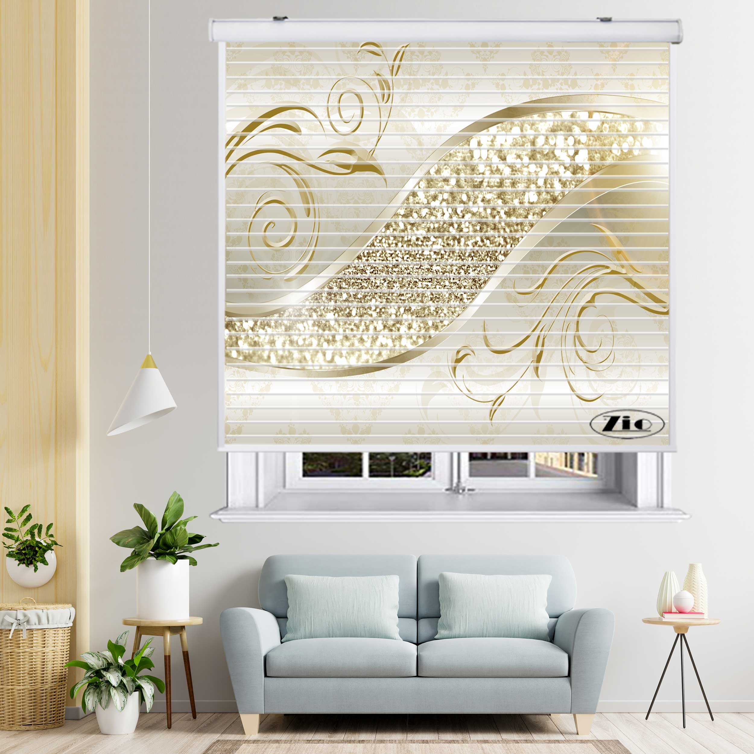 پرده زبرا زیو مدل سیلوئت 3D1505 سایز 150x150 سانتی متر