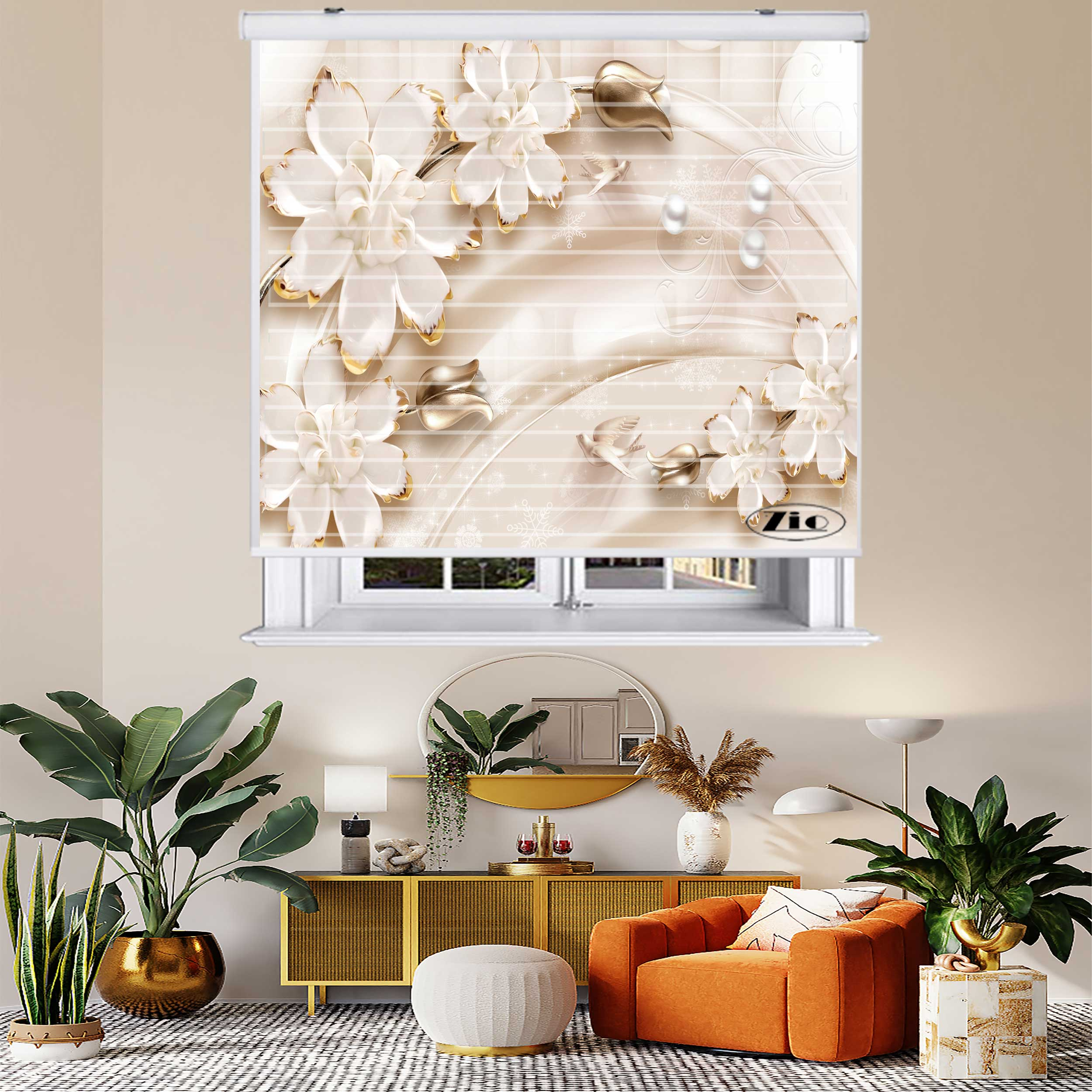 پرده زبرا زیو مدل سیلوئت 3D1239 سایز 150x150 سانتی متر