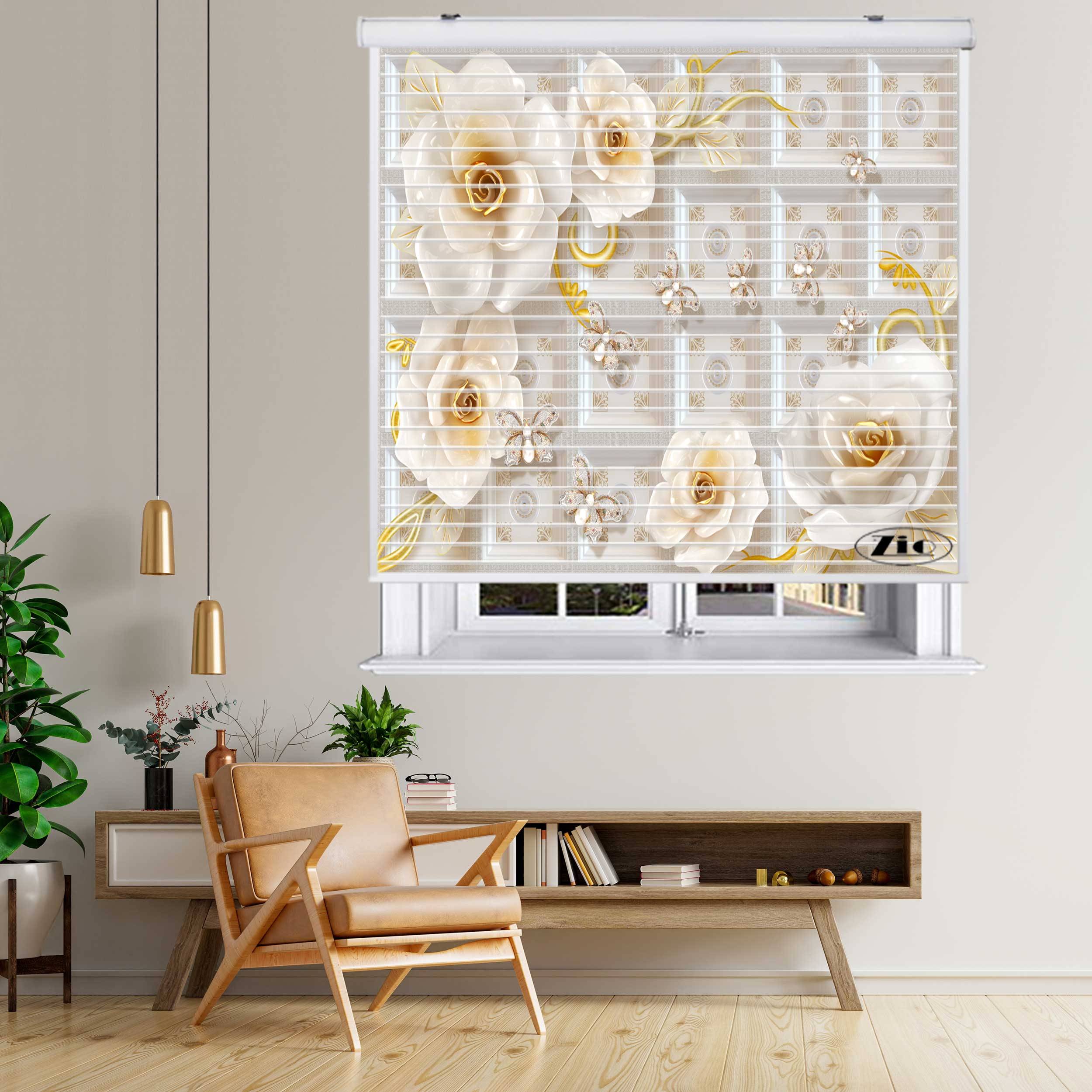 پرده زبرا زیو مدل سیلوئت 3D1355 سایز 150x150 سانتی متر