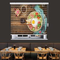پرده زبرا زیو طرح صبحانه کد B6 سایز 250x150 سانتی متر