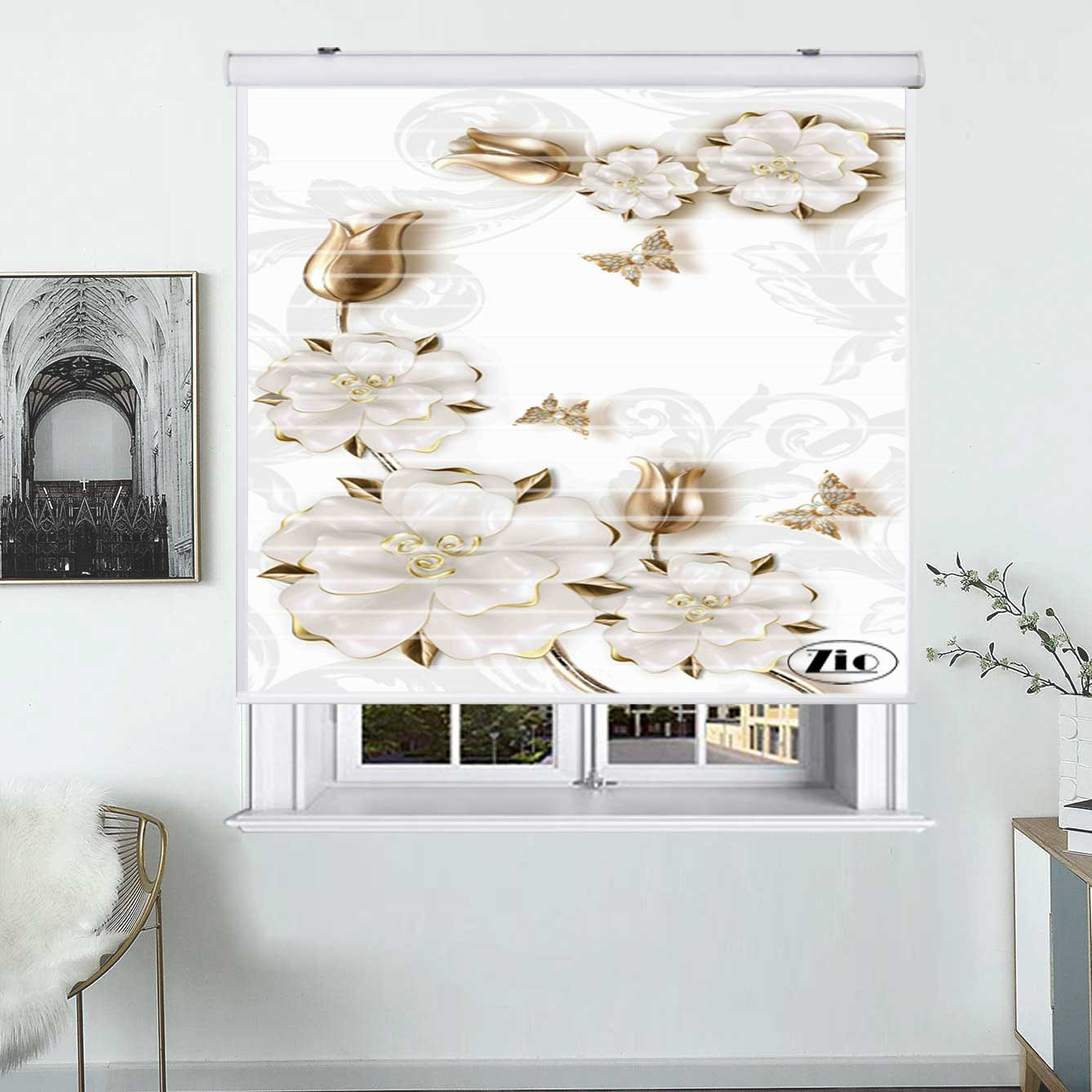 پرده زبرا زیو مدل سیلوئت 3D1170 سایز 150x150 سانتی متر