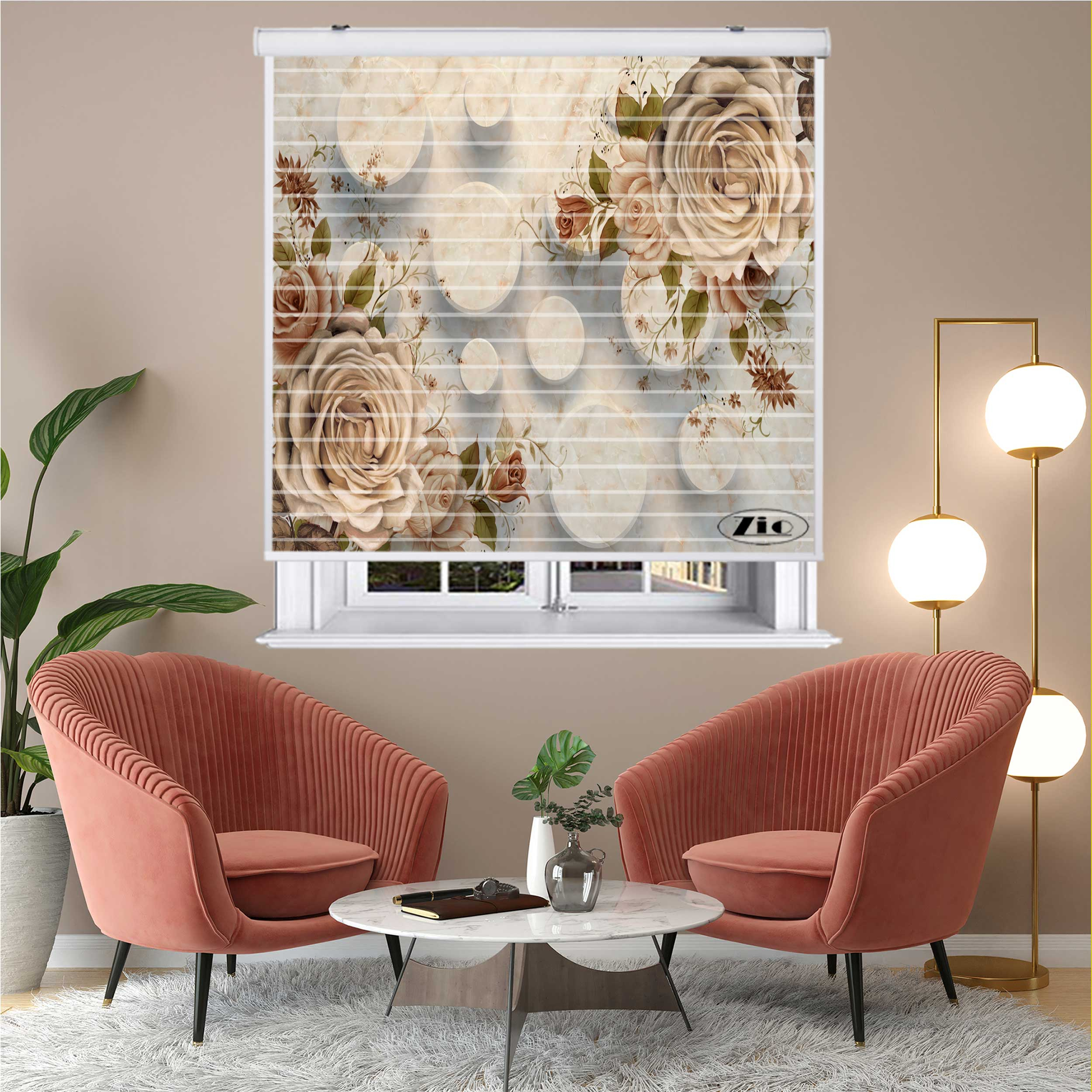 پرده زبرا زیو مدل سیلوئت کد 3D1215 سایز 150x150 سانتی متر