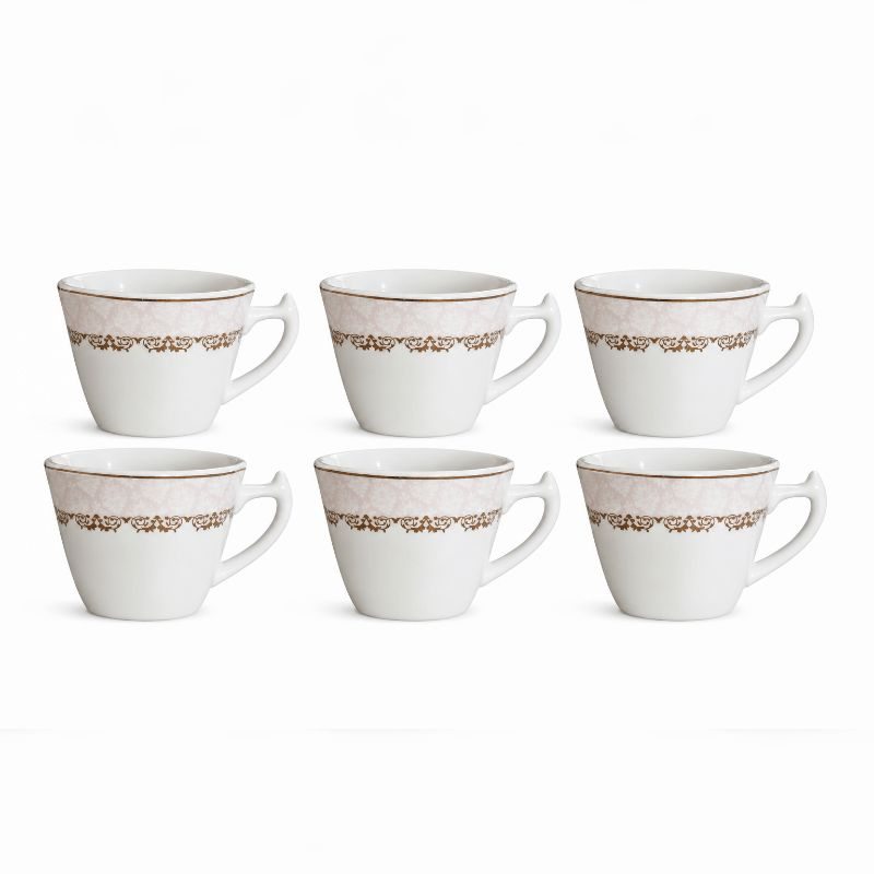 فنجان چای خوری شرکت صنایع چینی تقدیس مدل لب طلا کد 10 بسته 6 عددی