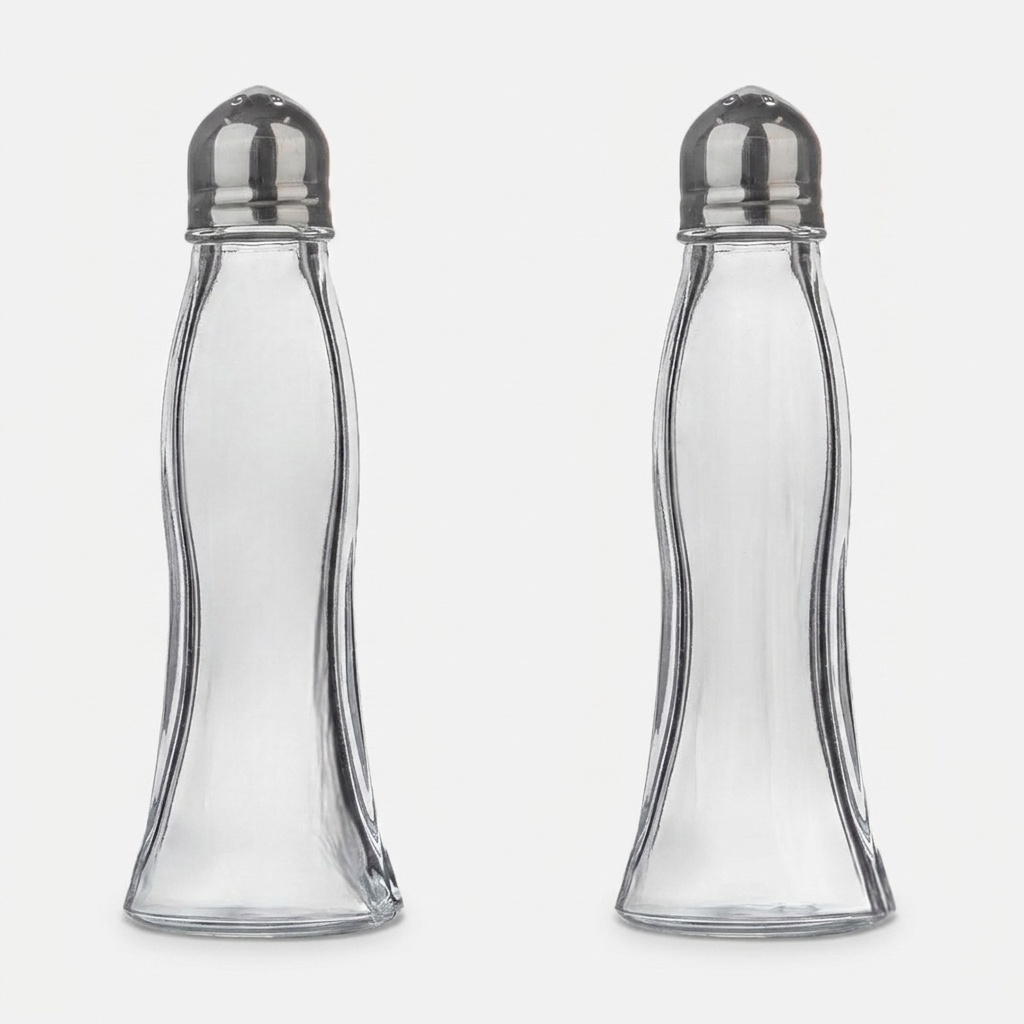 نمک‌پاش لیمون مدل شیشه ای درب استیل کد HS2411 مجموعه 2 عددی