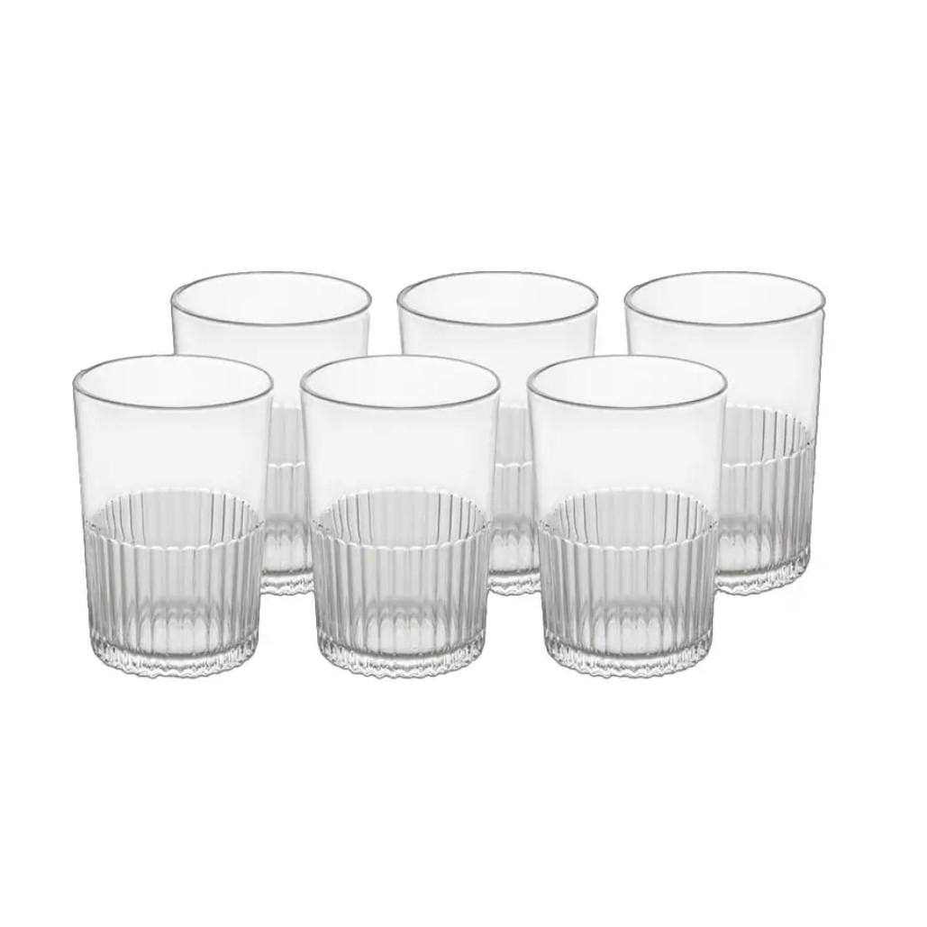 لیوان لیمون مدل شیشه ای شیاردار کد HS2216 مجموعه 6 عددی