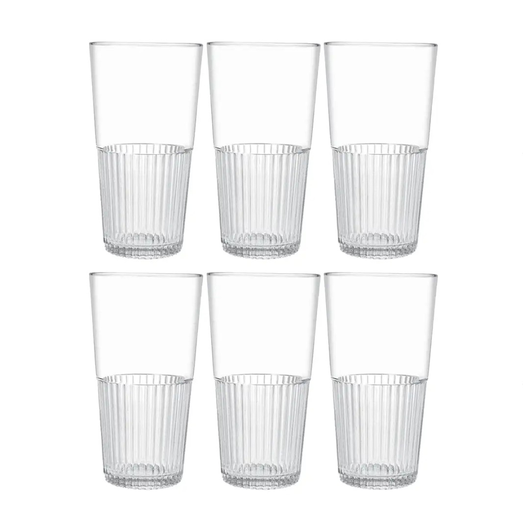 لیوان لیمون مدل شیشه ای شیاردار کد HS2448 مجموعه 6 عددی